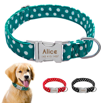 Custom Name - Polka Dotted Pet Collar