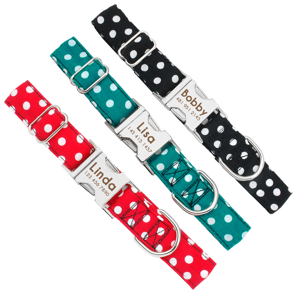 Custom Name - Polka Dotted Pet Collar