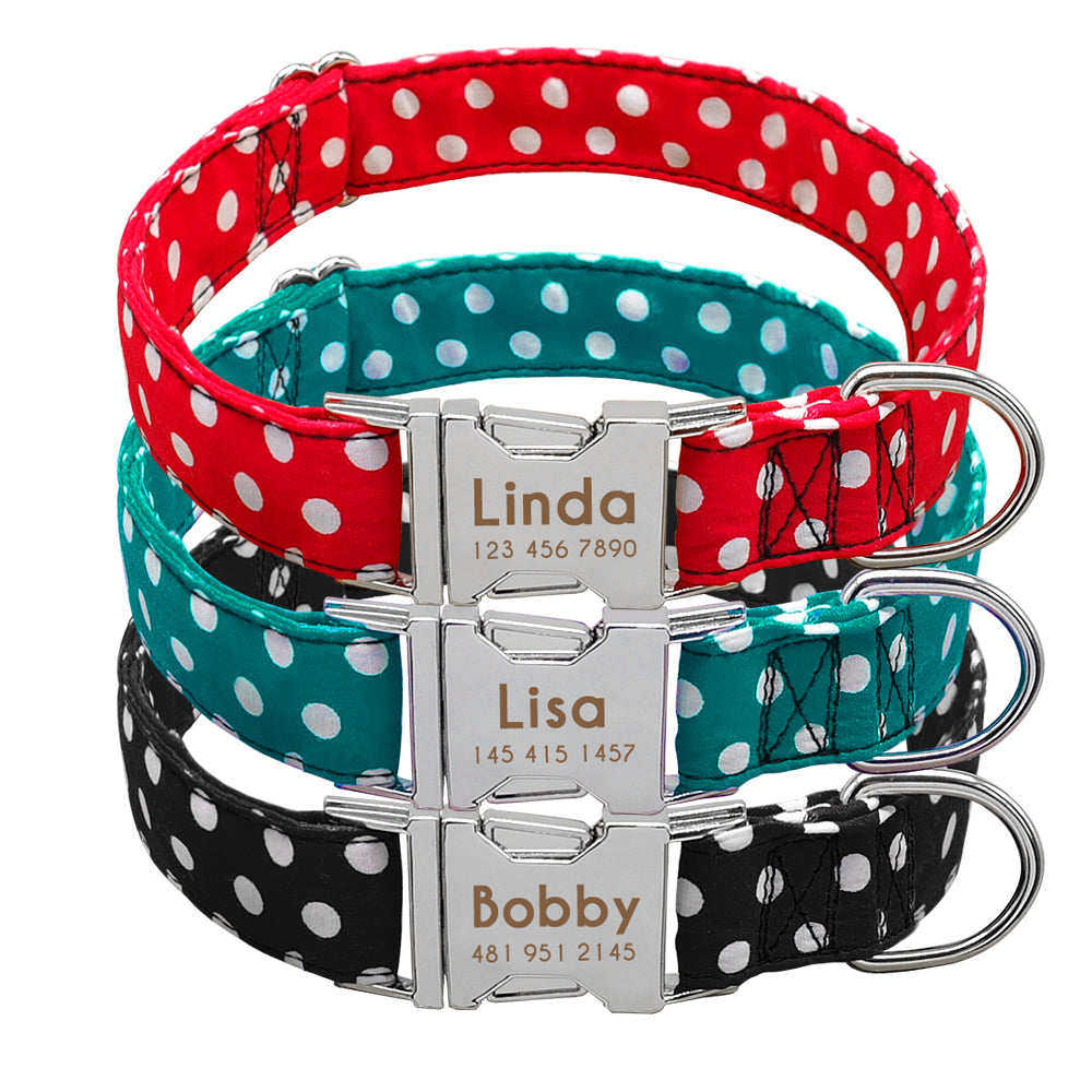 Custom Name - Polka Dotted Pet Collar