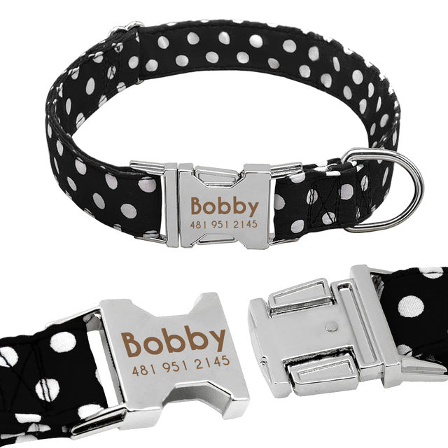 Custom Name - Polka Dotted Pet Collar